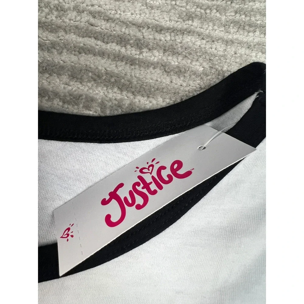 Justice Graphic Tee Girls 20/22 Plus White Alpaca Music Long Sleeve Ringer Shirt